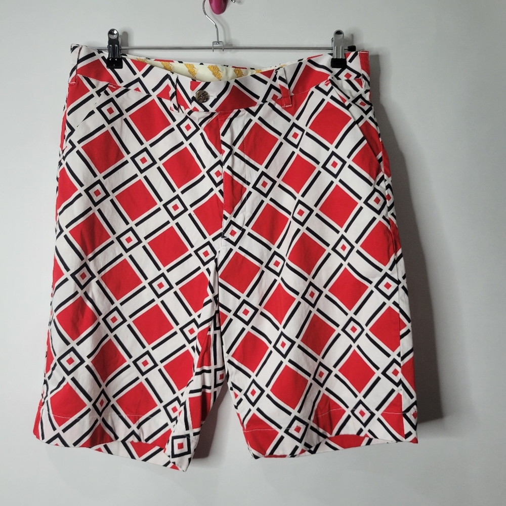 Loudmouth Golf Geometric Print Golf Chino Shorts Size 36 slim fit